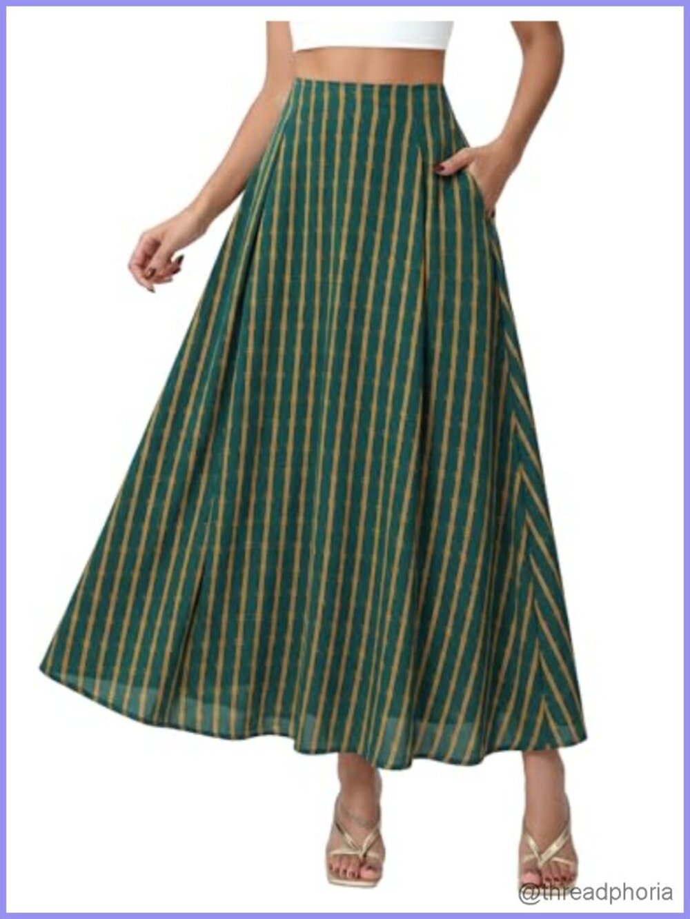 Flowy A-Line Maxi Skirt with Pockets High Waist